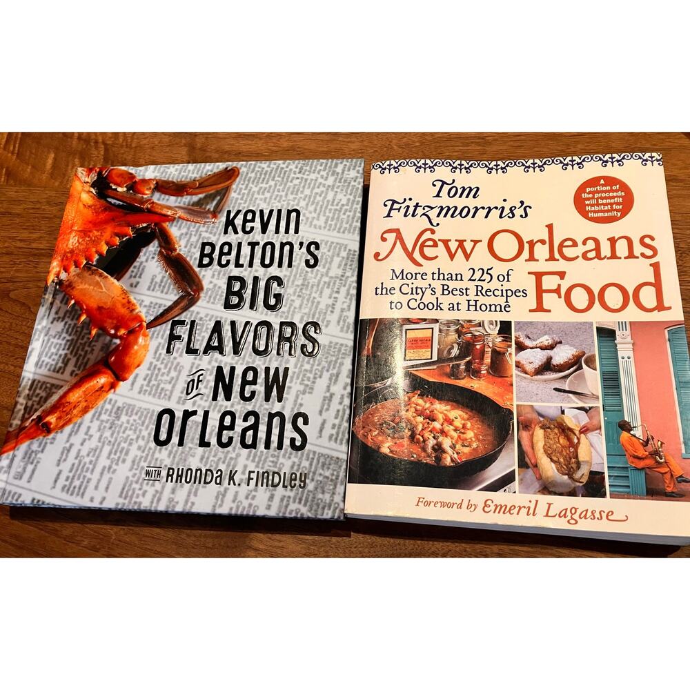 New Orleans Cookbook Lot of (2) Kevin Belton TOM‎ FITZMORRIS